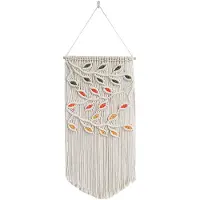Typecat Blätter Makramee Wandbehang Green Leaf Boho Dekor Garn Wandteppich Handma