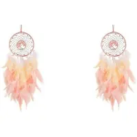 Tlily 2X Traum Fänger Hängende Ornament Dekoration Handgemachte LED Lichter Rosa Feder Heil Kristalle Traum Fänger für Haus Wall Dekoration