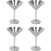 Tlily Martini GläSer Aus Edelstahl, Set Von 4, 8 Oz Metall Cocktail GläSer, Unzerbrechlich, Langlebig, Hochglanzpoliert