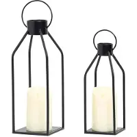 Melitt Kerzenlaternen,2Er-Set,Schwarze Dekorative Laternen für Drinnen und DraußEn,Heimdekoration mit Flackernden LEDs,Weihnachts-Halloween-Geschenk