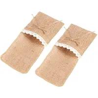 Typecat 20 StüCke Land Hochzeit Tisch Besteck Halter NatüRliche Sack Leinen Besteck Taschen Gabel Taschen Rustikale Hochzeits Dekoration