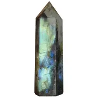 Tlily Mondstein Kristall SäUle NatüRlicher Labradorit Quarz Obelisk Kristall SäUle Zauber Stab Punkt Heilstein Wohnkultur 7-8Cm