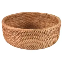 Melitt NatüRliche Rattan Runde Obst Korb Wicker Tisch Brot Portion Tablett Weben Lebensmittel Aufbewahrung Schalen (Groß, 1 StüCk)