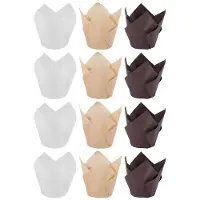 Melitt 800 Stück Tulpe Cupcake Back Becher, Muffin Baking Liner Halter, Rustikale Cupcake Wrapper, , Weiß und Naturfarbe