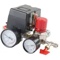 Wella Luftkompressor-Druckschalter Druck mit Ventilsteuerungsreglern Manometer 90-120 PSI 4-Wege-Sicherheitsventil-Luftkompressor