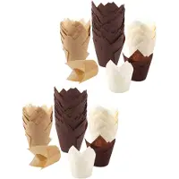 Melitt 400 StüCk Tulpe Cupcake Back Becher, Muffin Baking Liner Halter, Rustikale Cupcake Wrapper, , Weiß und Naturfarbe