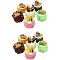 Wella 12 Stück KüNstlicher Simulationskuchen, Realistisches Cupcake Brot Dessert Modell Gefälschte Anzeige Kuchen Fotografie Prop Haus Dekoration