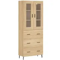 Helloshop26 - Buffet Sideboard Kommode Kleiderschrank Aufbewahrungsmöbel Organizer Küche Wohnzimmer Lounge hohe Sonoma-Eiche 69,5 x 02_0034114