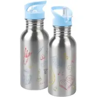 United labels Back to school Edelstahl Trinkflasche Flasche Strohhalm 500 ml in grau | Gr.: onesize