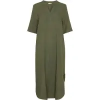 Kaffe Midikleid "Damen Kleid BPkaisey", Damen, Gr. S, N-Gr, grün (grape leaf), Obermaterial: 85% Baumwolle CO. 15% Leinen LI., Kleider Midikleid