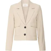 B.young Blusenblazer "Blazer BYDANTA", Damen, Gr. 38, beige (humus melange), Obermaterial: 88% Polyester PES. 8% Viskose CV. 4% Elasthan EL., Blazer Blusenblazer