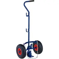 Relaxdays Transportwagen für Gasflaschen, für 3 & 5 kg Flaschen, Luftreifen, Stahl, Gasflaschenwagen, blau/rot