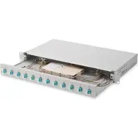Digitus LWL Spleißbox, 1HE, bestückt, 12x LC DX, OM3, LC, Grau, Stahl, Zirkonia-Keramik, OM3, 1 Stück(e)
