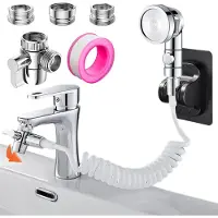 Markenlos Waschtisch Handbrause Set, Handbrause Duschkopf Kit mit 3M Teleskopschlauch, Duschkopf mit 3 Adaptern M22 M24 G1/2, für Badewannenarmatur, Haarewaschen, Haustierdusche (Armatur nicht enthalten)
