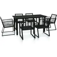 vidaXL 7-tlg. Garten-Essgruppe PVC Rattan Schwarz