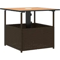 vidaXL Gartentisch mit Schirmloch Braun 55x55x46,5 cm Poly Rattan