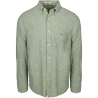 Gant Langarmhemd "Hemd REGULAR COTTON LINEN SHIRT 1er Pack", Herren, Gr. XXL, N-Gr, grün, Obermaterial: 55% Leinen LI. 45% Baumwolle CO., Hemden Langarmhemd