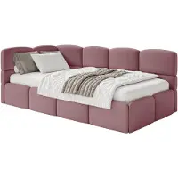 Selsey Cloudy – Kinderbett 120x200, Kopfteil links, Matratze & Bettkasten, Samt Rosa