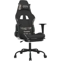 vidaXL Gaming-Stuhl mit Fußstütze Schwarz und Tarnfarben Stoff