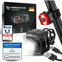 MIVELO Fahrradbeleuchtungsset Cube One LED - USB wiederaufladbar - StVZO geprüft