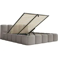 Selsey Cloudy Low - Polsterbett 160x200 mit Bettkasten und Metallrahmen-Lattenrost, grau Bouclé