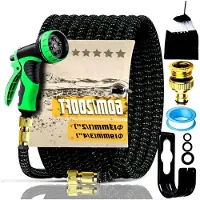 Markenlos Gartenschlauch 60M, Robuster 3-lagiger Latex-Wasserschlauch mit 3/4 Zoll und 1/2 Zoll Anschluss, Knickfrei und Auslaufsicher, 10-Funktions-Sprühdüse für die Bewässerung