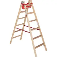 Euroline Holz-Sprossenstehleiter Nr. 10504 2 x 6 Comfort-Breitsprossen
