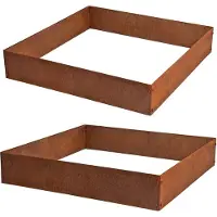 ESTEXO Beeteinfassung Beetumrandung Quadrat 2er Set Edel-Rost Hochbeet Cortenstahl