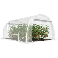 Outsunny Gewächshaus ca. 4 x 3 x 2 m Foliengewächshaus mit Reißverschlusstür