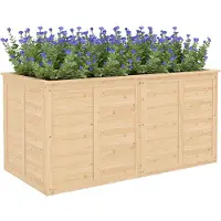 Outsunny Hochbeet Holz 152 x 77 x 77 cm Erhöhtes Kräuterbeet mit Offenem Boden