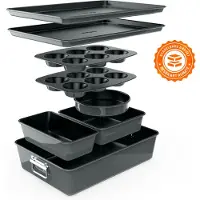 Nutrichef Kuchenform Set-8-teiliges Antihaft Backformen Set - PFOA, PFOS, PTFE Frei, Ofensicher bis 232°C -Rund Kuchenbackform, Kastenform, Kastenform