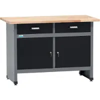 Kupper Werkbank 12059, 120x84x60 cm, 2 Schubladen, 2 Türen, 300 kg Traglast, 30 mm massive Buchenarbeitsplatte
