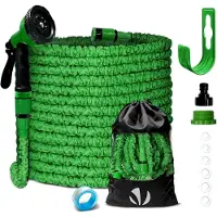 Markenlos Flexibler Gartenschlauch 30 m, Flexibel Wasserschlauch Dehnbarer mit 10 Sprühfunktionen, 1/2 Zoll und 3/4 Zoll Schnelladaptern, Aufbewahrungstasche inklusive, Grün
