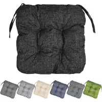 Garronda Stuhlkissen 40x40 cm ca. 4 cm dick Sitzkissen Outdoor für Gartenbank und Hollywoodschaukel Polster Auflage für Sitzbank wasserabweisend UV-beständig mit Bändern GD-0221 Schwarz