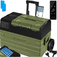 Kesser Kompressor Kühlbox elektrisch Gefrierbox, Mit APP-Steuerung USB-Anschluss 12/24 V 230V, +Teleskopstange Räder Kühlschrank Kühlung bis -20 °C für Auto, Lkw, Boot, Reisemobil, Camping