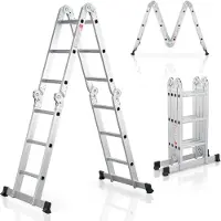 Juskys Aluminium Multifunktionsleiter 3,6 m klappbar - Tragfähigkeit bis 150 kg