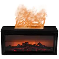 Wella Kamin-Aroma-Diffusor, Kreativer Flammen-Luftbefeuchter, Wasserloser Automatischer Ausschalter mit Fernbedienung und Realistischem Kamin-Nachtlicht,A
