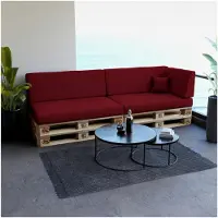 Markenlos Palettenkissen mit abnehmbarem Bezug, Rückenlehne 120x40, Dunkelrot