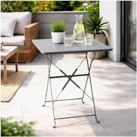 Markenlos Klappbarer Outdoortisch Bistrotisch Campingtisch Balkontisch Gartentisch Metall 60x60xH71cm Anthrazit