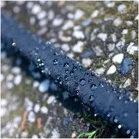 Markenlos Perlschlauch 15m – Bewässerungsschlauch mit Anschlusszubehör | Mikrobewässerung für Garten, Beete und Gewächshaus | Wassersparend und kürzbar | Ø 1,8 cm schwarz