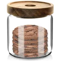 Excellent houseware | Küchenbehälter 400 ml - Glas mit Holzdeckel - Luftdicht - Ideal für Vorrat und Aufbewahrung