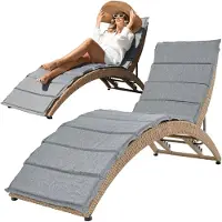 Di volio Sonnenliege aus Polyrattan mit Auflage CIAMPINO – komfortable Gartenliege im edlen Design - klappbare Relaxliege