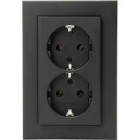 Technim 958250001 HK07 - Schutzkontaktsteckdose, 2-fach, Farbe: schwarz matt