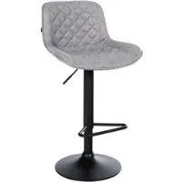 DELUKE Barhocker KUHAR Stoff Grau 50x52x84cm Barstuhl Höhenverstellbar Mit Lehne Drehbar Tresenhocker Tresenstuhl