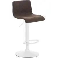 DELUKE Barhocker PESAN Stoff Braun 39x36x84cm Weiß Barstuhl Höhenverstellbar Mit Lehne Drehbar Tresenhocker Tresenstuhl