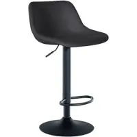DELUKE Barhocker HODOR Samt Schwarz 43x49x79cm Barstuhl Höhenverstellbar Mit Lehne Drehbar Tresenhocker Tresenstuhl