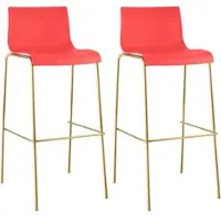 DELUKE 2er Set Barhocker TENAR - Kunststoff Rot 43x48x100 cm Gold | Barstuhl Mit Lehne Tresenhocker Tresenstuhl Kneipenhocker Kneipenstuhl