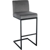 DELUKE Barhocker GANOR Samt Grau 43x53x104cm Barstuhl Mit Lehne Tresenhocker Tresenstuhl