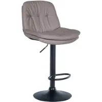 DELUKE Barhocker MITUN Stoff Grau 46x54x92cm Schwarz Barstuhl Höhenverstellbar Mit Lehne Drehbar Tresenhocker Tresenstuhl
