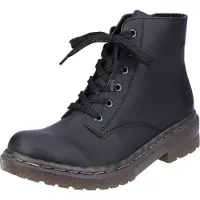 Rieker Schnürboots , Damen, Gr. 37, wärmend, schwarz, Lederimitat, unifarben, Schuhe Schnürboots, Schnürstiefelette, Blockabsatz, mit Logoprägung
